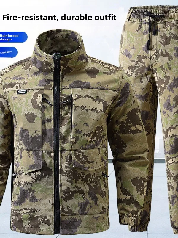 

Комплект рабочей одежды для весны и осени: утепленный камуфляжный костюм для мужчин, защитная спецодежда для работы на открытом воздухе, повседневная рабочая форма для рабочих на производстве