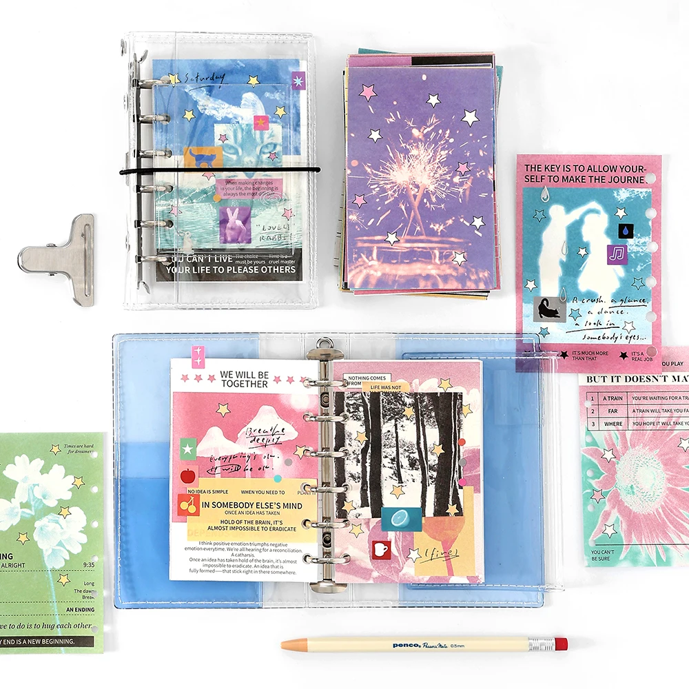 50pcs 스타 샤인 순간 Kawaii Ins 메모 재료 스크랩북 배경 종이 크리 에이 티브 DIY 플래너 핸드북 미적 공예 종이