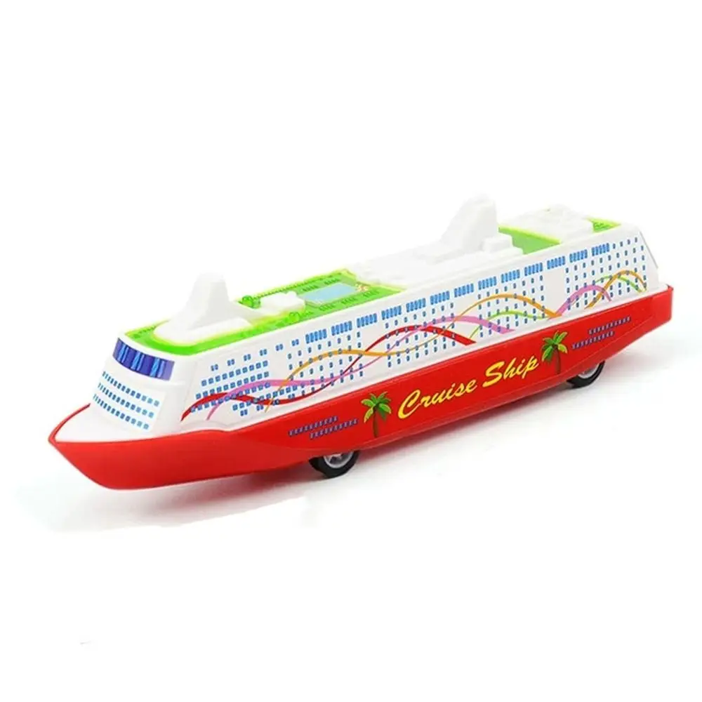 Desktop Ornaments Gliding Sliding Steamship Simulation Model Toy Cruise Boat Model Plastic Collection Pull Back Ship Boys Toys