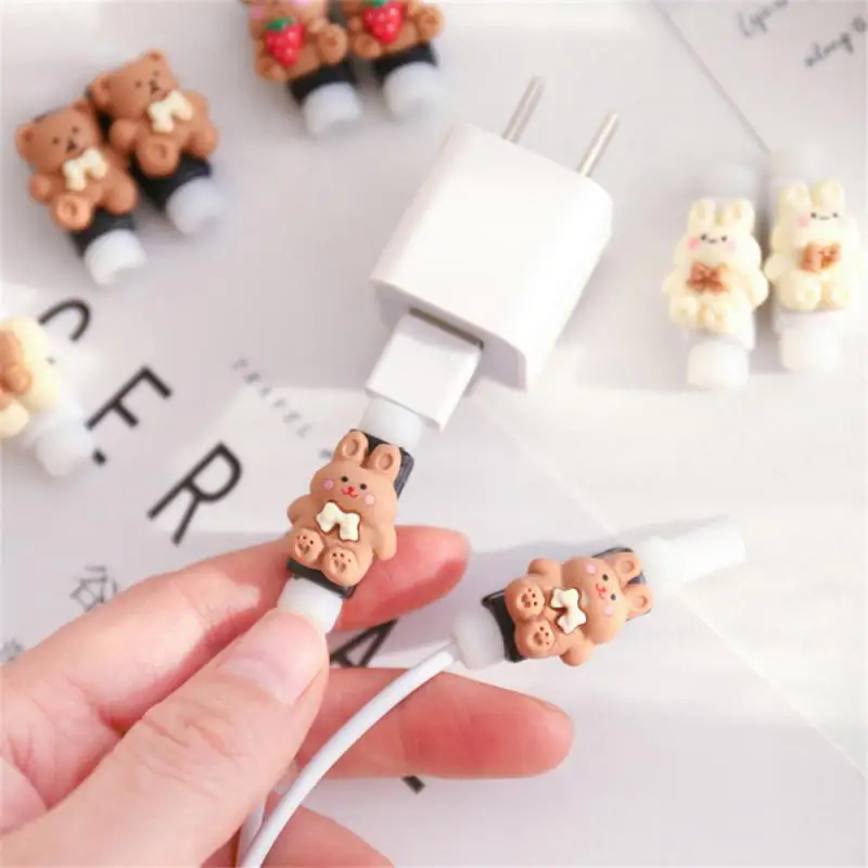 2pcs Cartoon Animal Cable Protector Usb Line Earphones Cable Protector Charger Cartoon Bite Data Line Protectors Cable Organizer