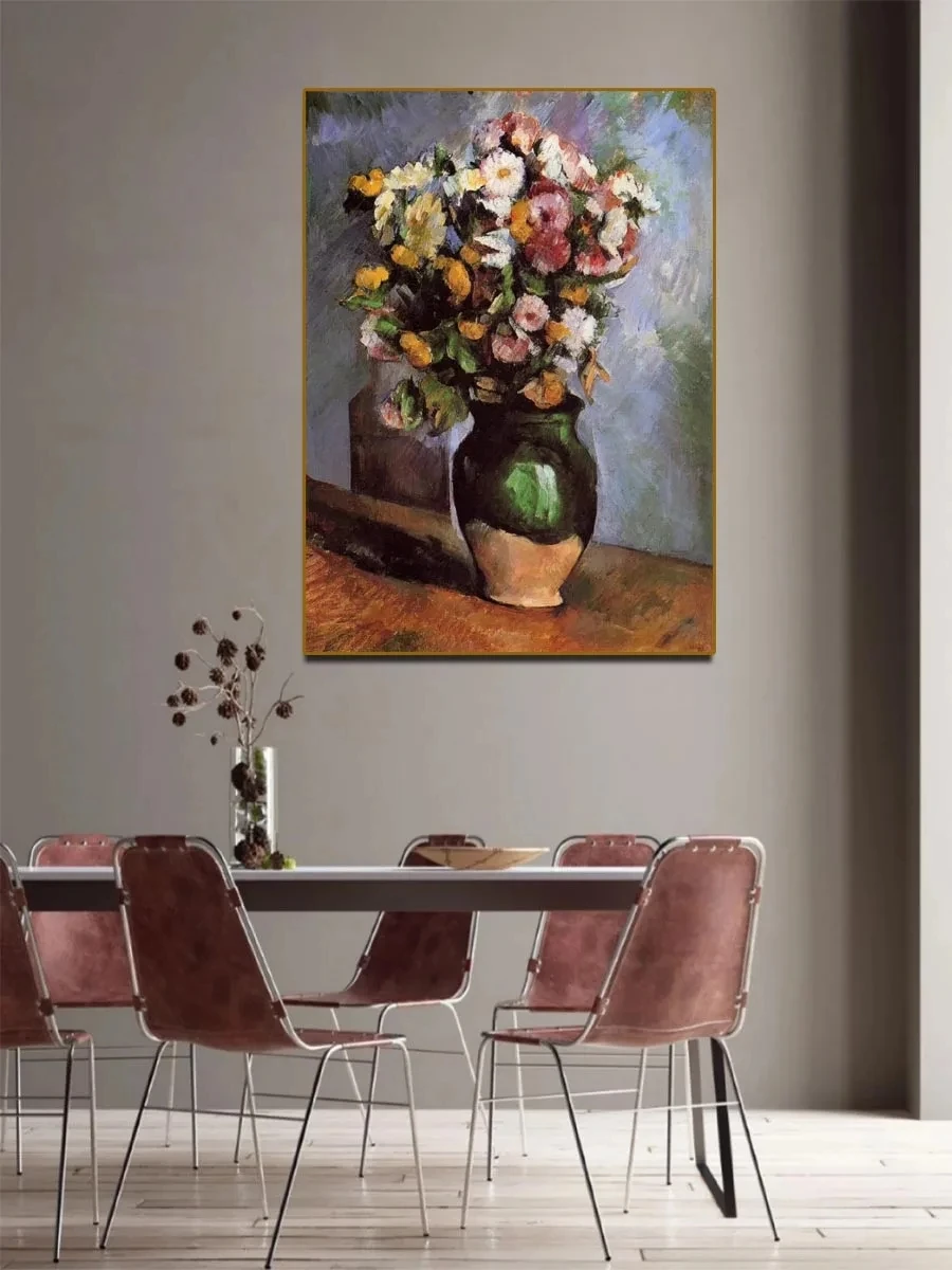 

Paul Cezanne paintings,Flowers in an Olive Jar,Hand painted still life painting,Home decorative picture,Oil painting wall art