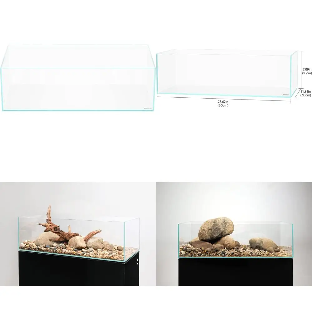 

60-Liter Rimless Low Iron Aquarium Tank, 23.6x11.8x7.1 Inches, 5mm Glass Thickness