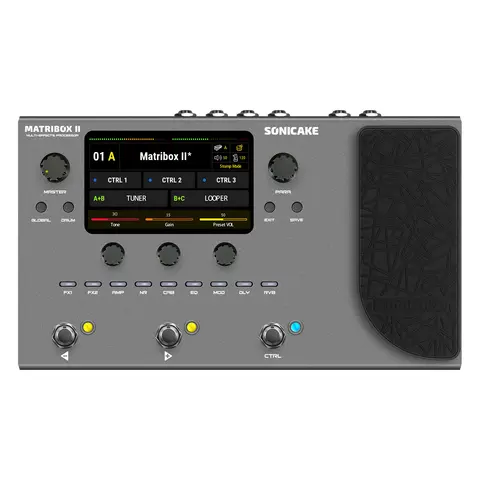 SONICAKE Matribox II guitarra bajo amplificador modelado procesador multiefectos con Pedal de expresión FX Loop MIDI estéreo USB OTG QME-100