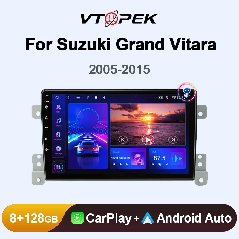 

Vtopek 9" 4G+WiFi 2din Android 11 Car Radio Multimedia Video Player GPS Navigation For Suzuki Grand Vitara 3 2005-2015 Head Unit