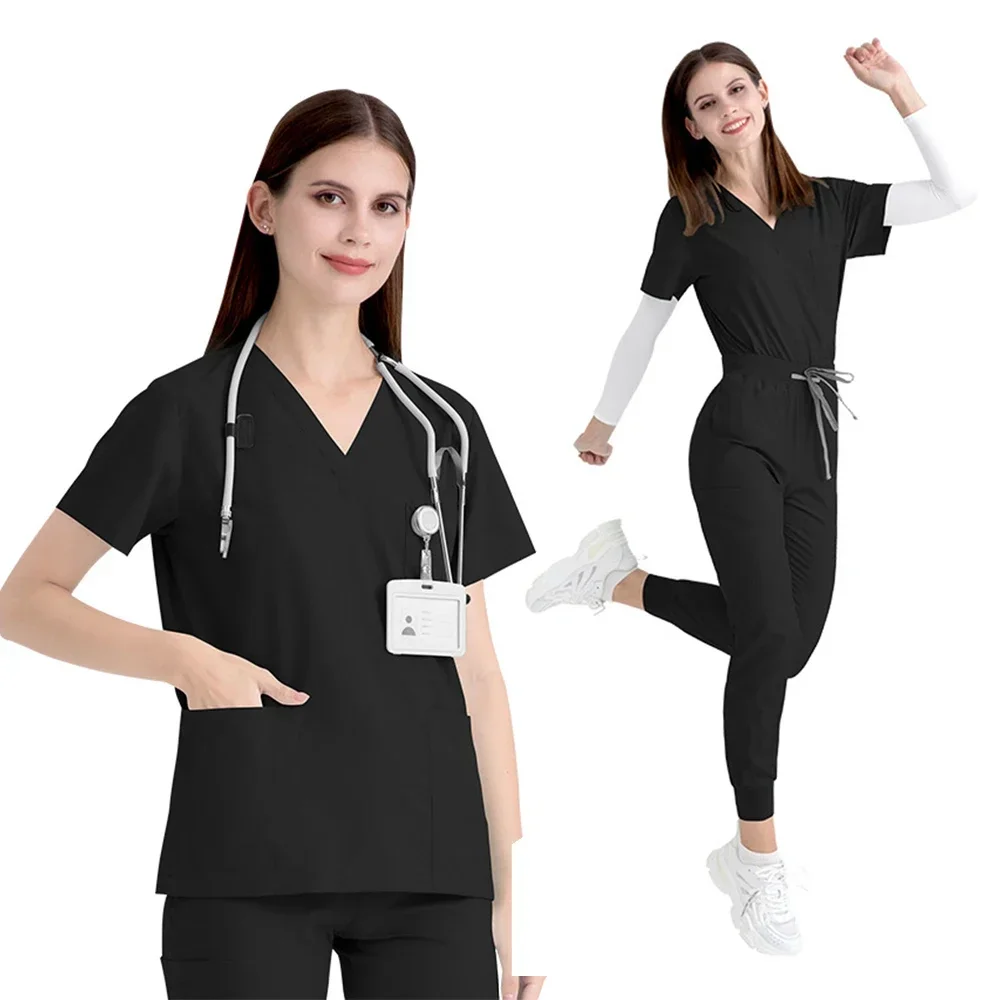 Operating Room Short-sleeved V Collar Hand Dress Blouse Overalls Nurse's Uniform Doctor's Medical Uniform Infirmière