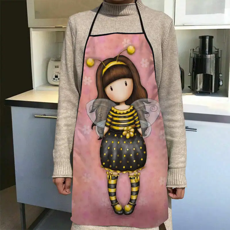 Santoro Gorjuss Cartoon Apron Kitchen Aprons For Women Oxford Fabric Cleaning Pinafore Home Cooking Accessories Apron