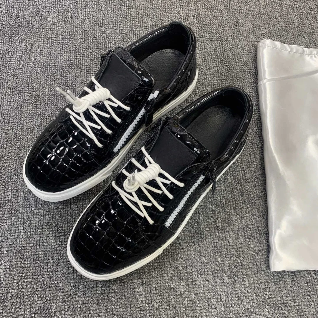 

Top Hight Quality Casual Sneakers For Men and Women Real Leather Brand Designer Unisex Tennis Shoes GZ Zipper Loafer Shoes G1654