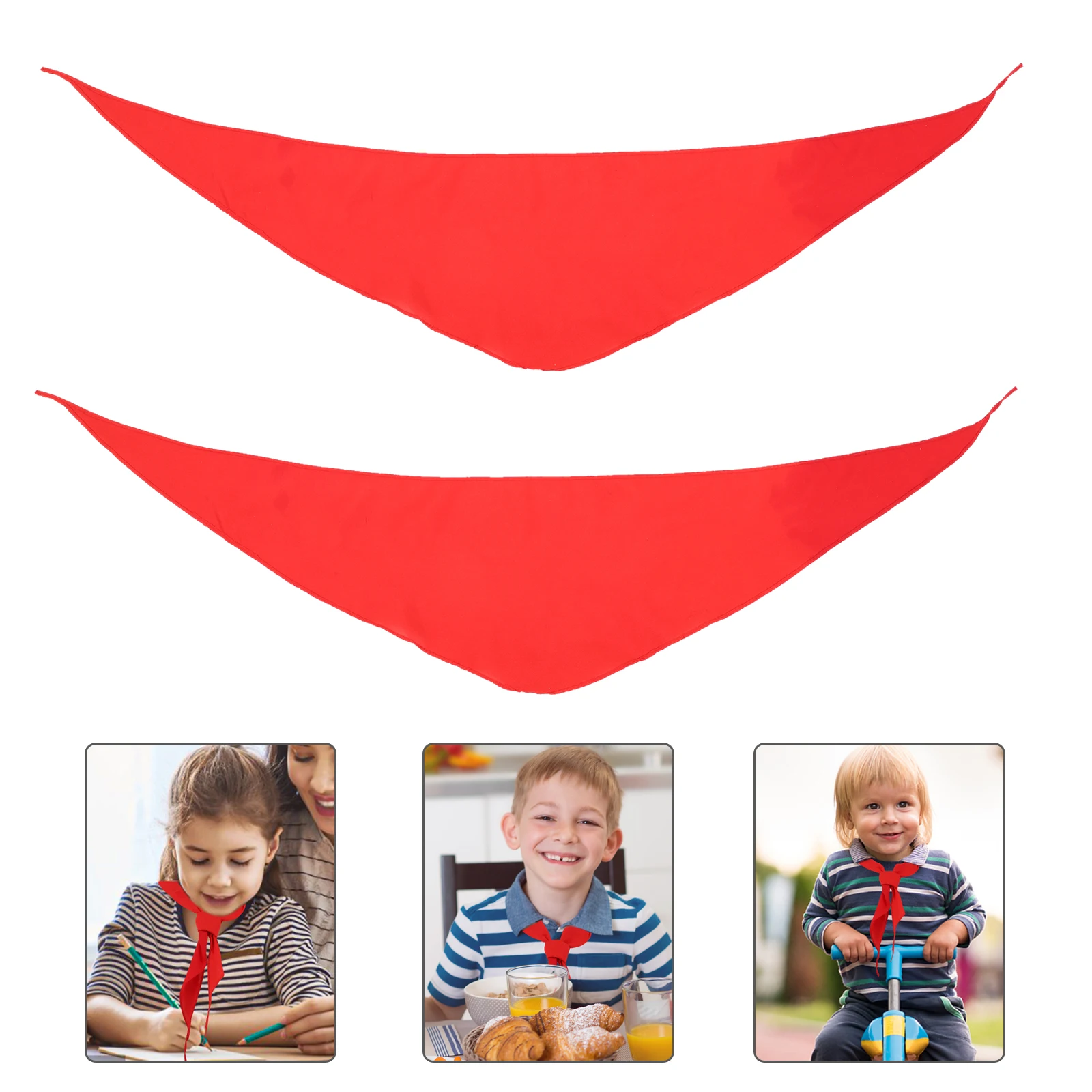 

2pcs Children Triangle Scarf Classic Red Scarves Red Tie Choker Cloth Neck Towel Dancing Performance Props