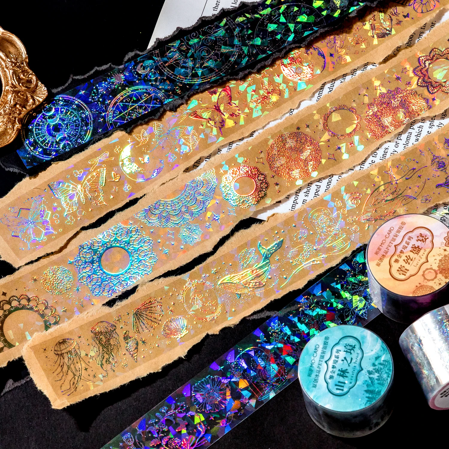 3cm*2M Laser Reflective Transparent Stickers Cool Diy Decorative Labels Scrapbooking Collage Material Diary Stationery Tape