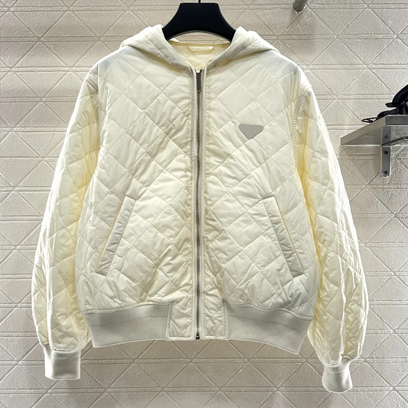 

High-quality women's hooded cotton coat with zipper and check pattern jacket winter comfortable clothes 2592616