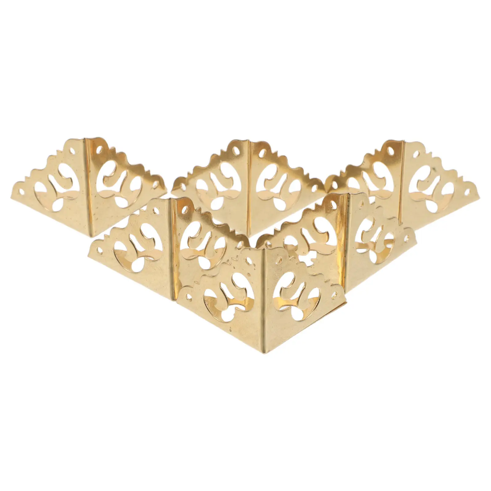 6Pcs Wood Box Corner Protectors Vintage Brass Triangle Edge Guards Furniture Metal Corner Protectors for Tables Cabinets Jewelry