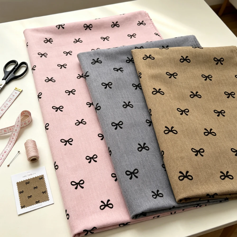 1pc Precut 50x145cm Bow-knot Polyester Cotton Fabric Sheet for Patchwork Quilting Sewing DIY Wallet Bag Making DIY Projects