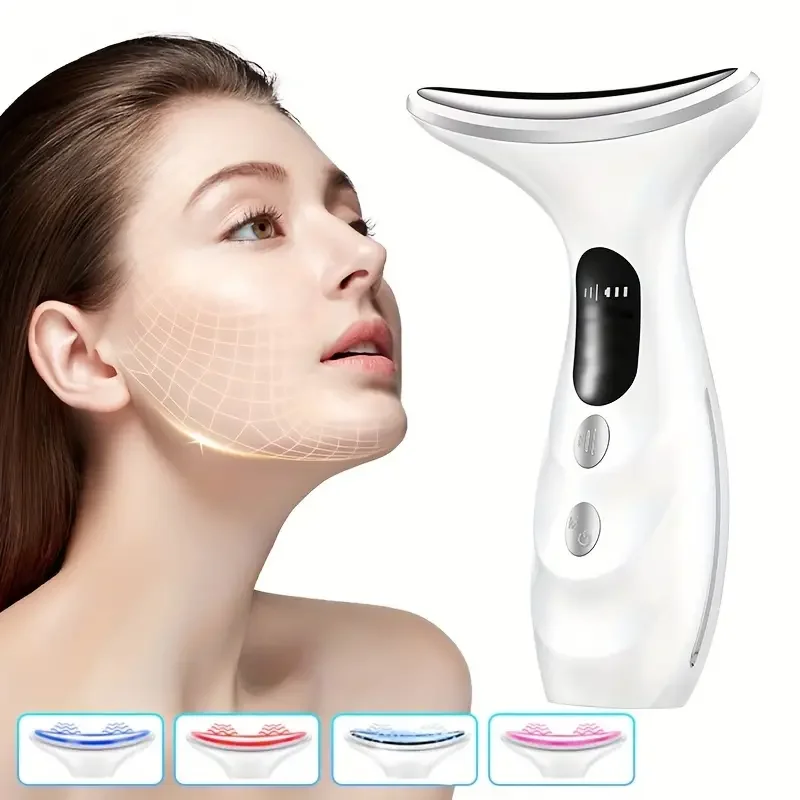 7 ألوان أضواء LED جهاز تجميل الوجه والرقبة تدليك الاهتزاز تحسين خطوط الرقبة الاستخدام المنزلي آلة رفع الوجه 7 طرق 3 مستويات #1