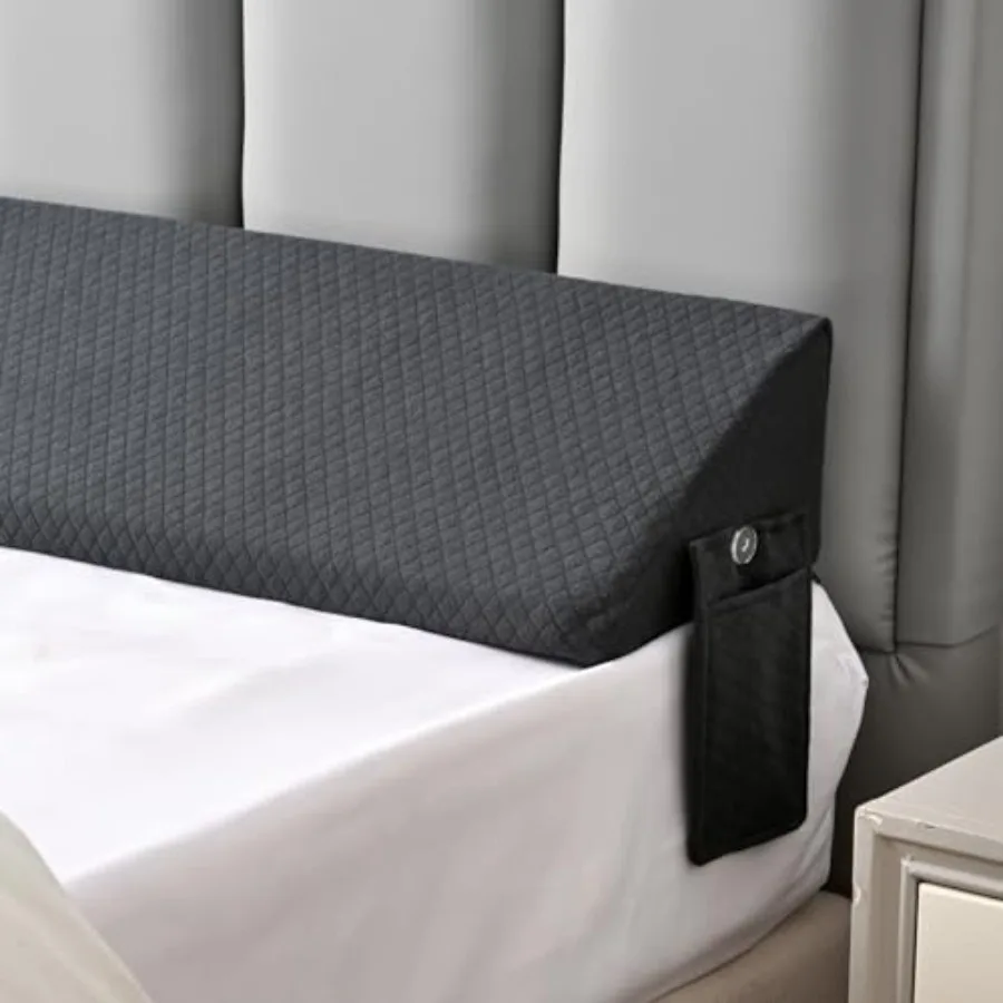 

Size Bed Wedge Pillow for Bed Gap Filler/Headboard Gap Long Triangle Edge Corner Pillows with PocketsDense Foam Prevents Pillow