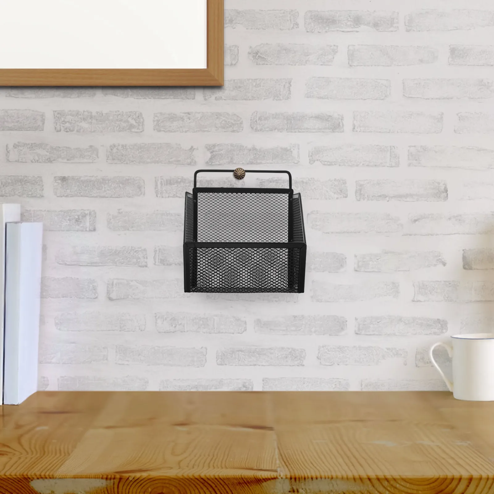 

Metal Wall-Mounted Hanging File Holder Iron Mesh Slanted Opening Office Home Wall File Organizer Mesh Document Storage Desktop