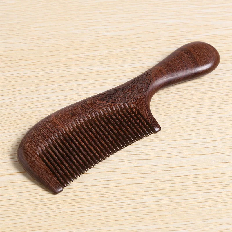 10X Unisex Sandalwood Comb Women Men Home Travel Wood Anti-Static Fine-Tooth Comb Wooden Handles Hair Comb