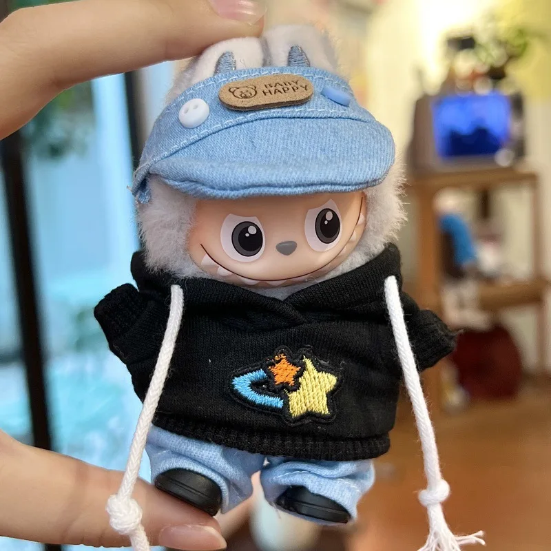 Kleidung für die 4. Generation LABUBU Pin For Love Series 4.0 Neues Kapuzenpullover-Set mit Sonnenhut, mehrere Farben erhältlich