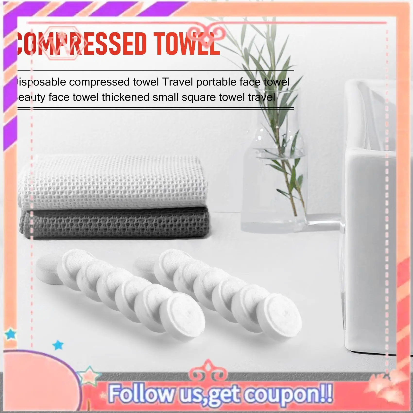 AT84-500Pcs Toalla comprimida desechable de algodón suave mágico toallitas de viaje para tableta