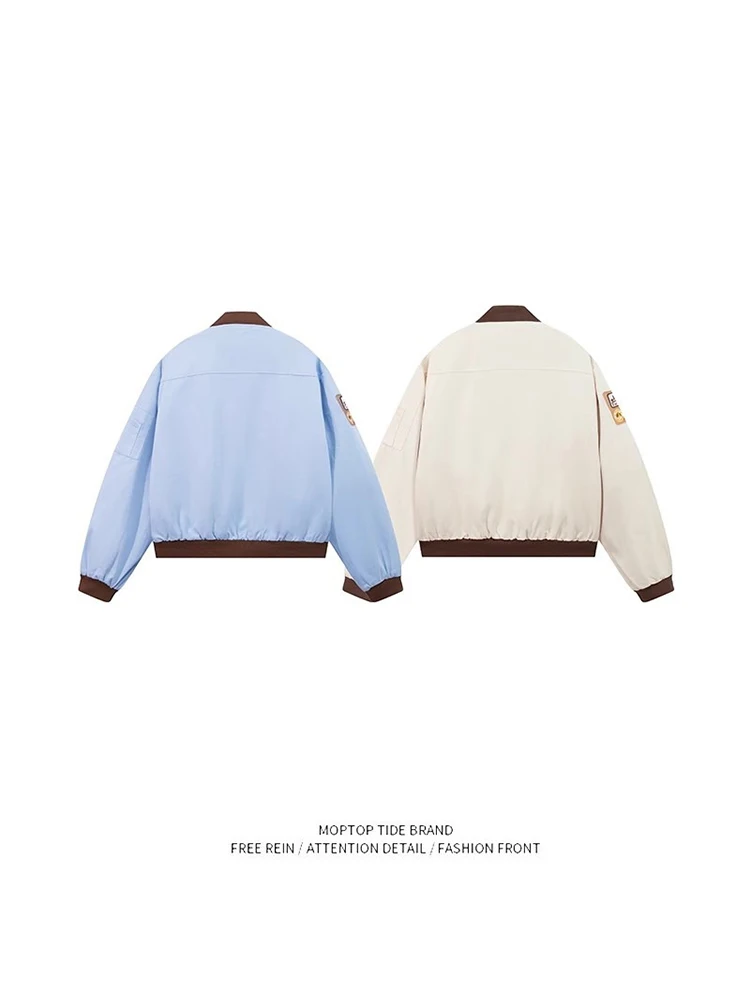 

Loose American Letter New Chinese Sle Jaet ex Spring Autumn Baseball Flight Suit Couple's Design Polyester Jaet