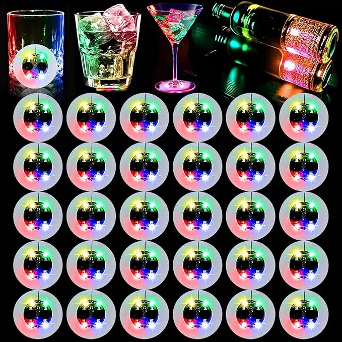 500pcs Custom LED Coaster Colorful Light Up Coasters for Drinks, Led Bottles Light Sticker LED Coaster Lights for Liquor Bottles