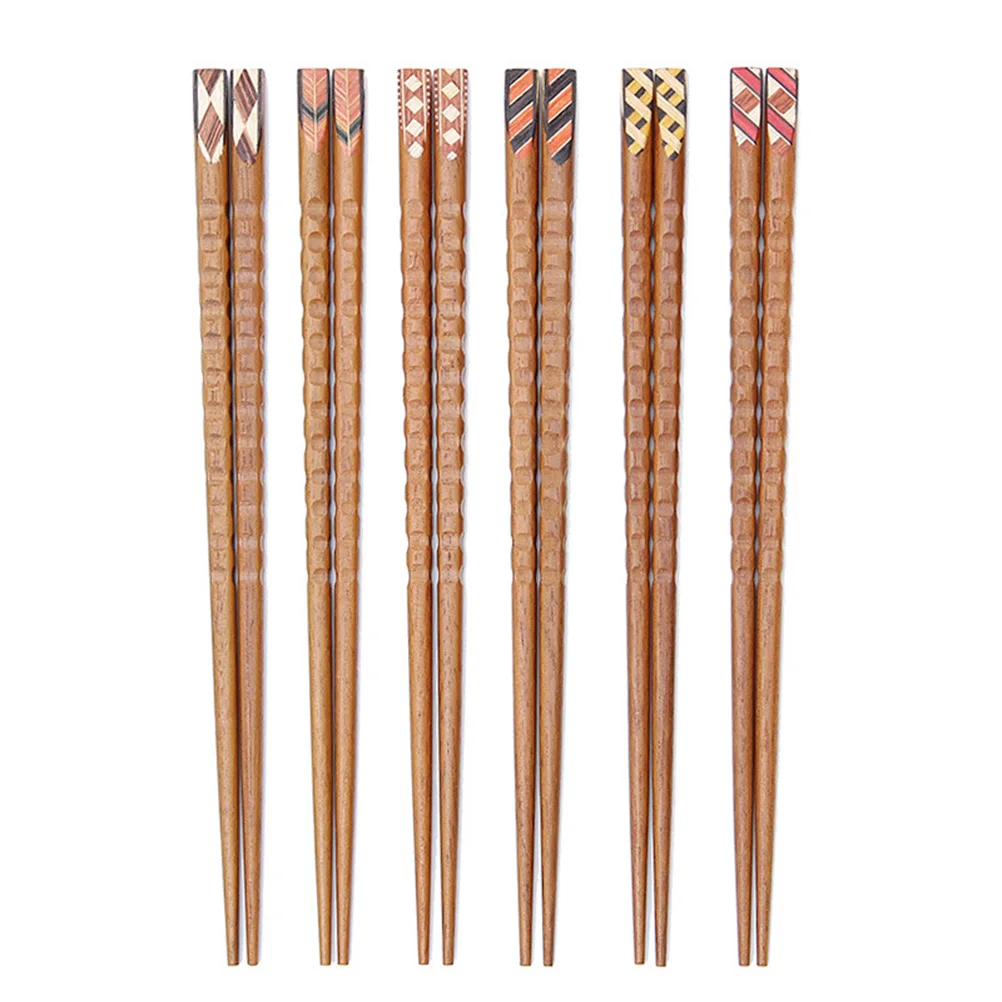 

Solid Wood Chopsticks 5 Pairs Reusable Wooden Wooden Tableware Tableware Home Dining Eco Friendly Non Slip Design