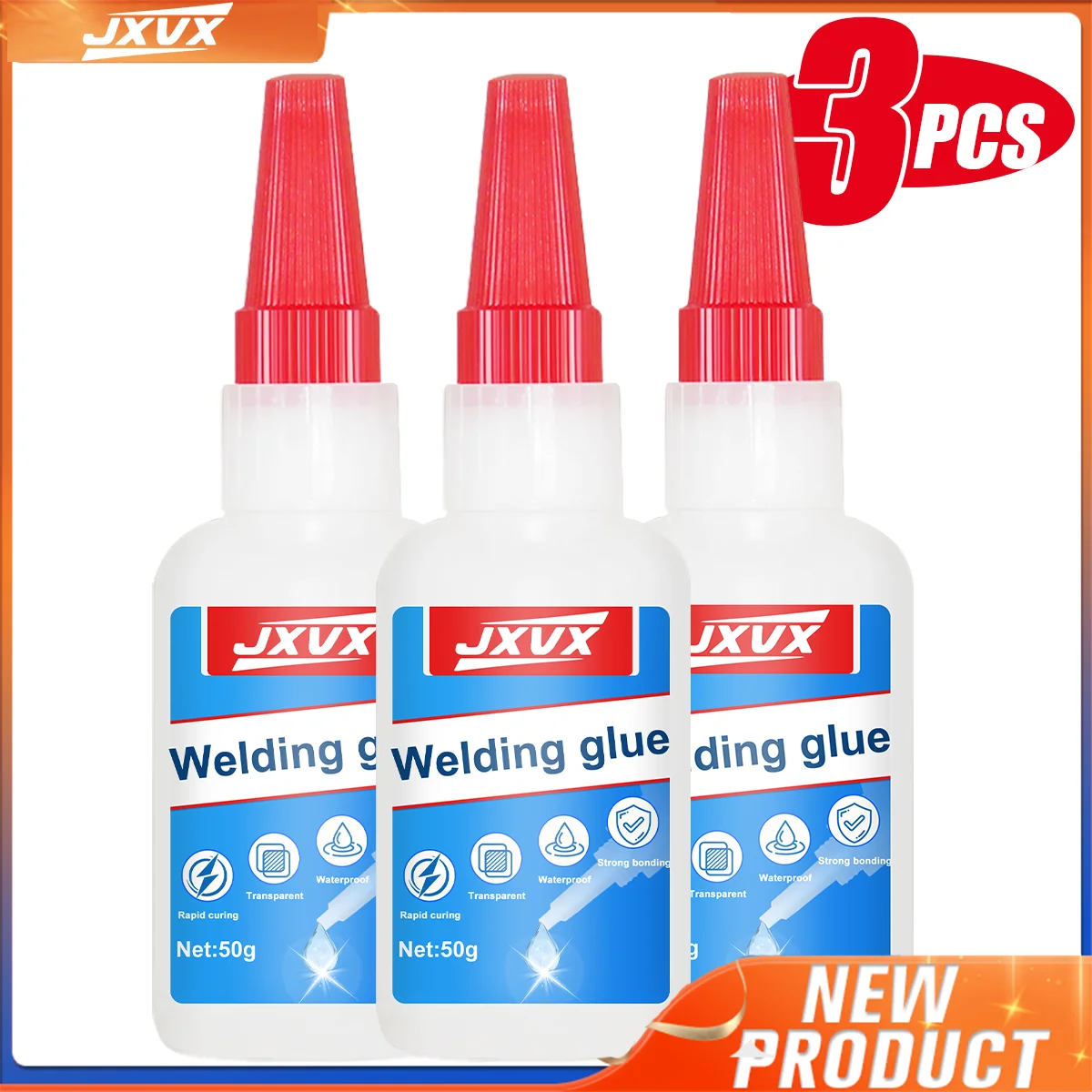 JXVX 50g Lijm op oliebasis met hoge sterkte voor lassen - Universele lijmsoort op oliebasis voor snellijmen voor harsen, keramiek, metalen, glas, kunststoffen, hout, inclusief doseerpennen.