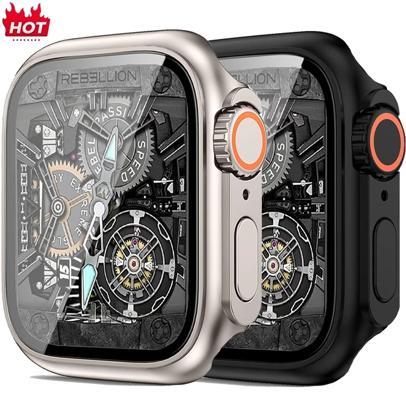 

Glass+Case for Apple Watch 46mm 44mm 45mm 41 40 38 42mm Screen Protector Cover Change Ultra Bumper iWatch Series 10 9 8 7 SE 6 5