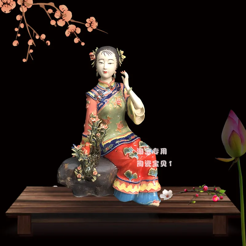 Home living room study TV cabinet creative ceramic classical lady ornament sweet in the heart master handmade boutique