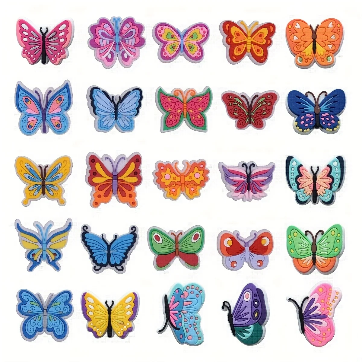 Lot of Butterfly Shoe Charms for Clogs Bubble Slides Sandals PVC Shoe Decorations Accessories