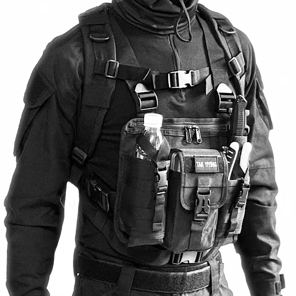 Military Fan Tactical Functional Vest Vest Bag Outdoor Multifunctional Motorcycle Riding Chest Bag For Fitness Running Cycling