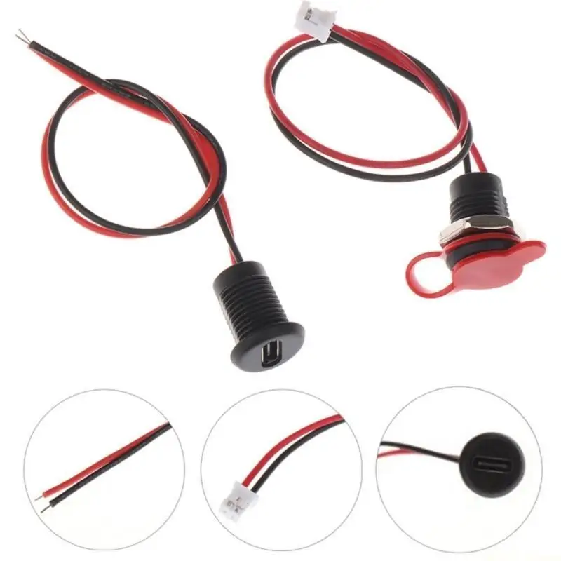 E56B Waterproof USB C Type C 2Pin Charging Socket For Industrial Controls Systems