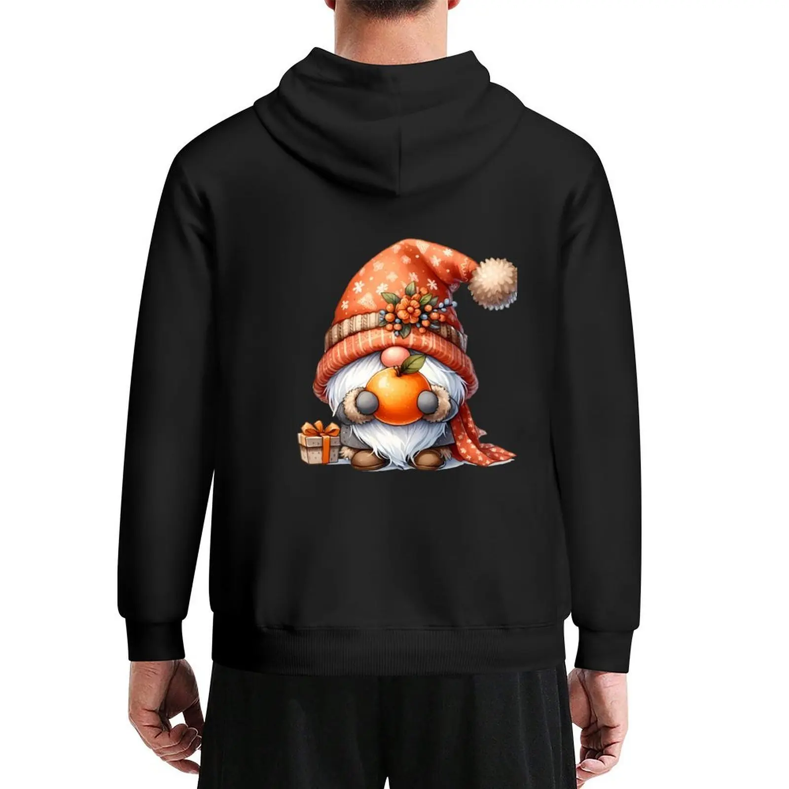 

cute gnome holding orange Hoodie anime clothes autumn winter clothes men's winter sweater new in hoodies