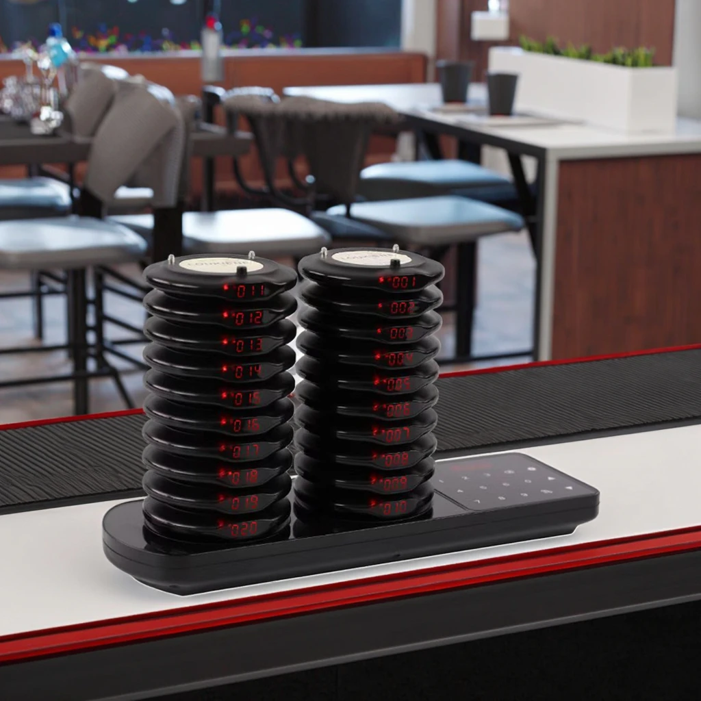 20 Buzzer Cafe Bar Guests Line Up Paging Waterproof Vibrating Coaster Wireless