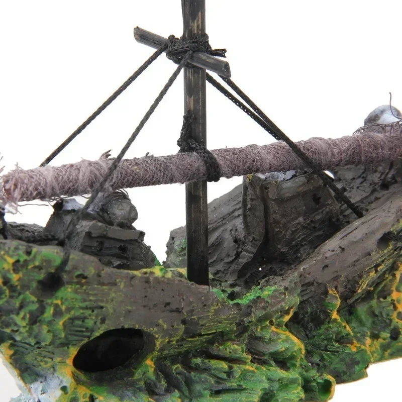 Aquarium Fish Tank Decorations Landscape Pirate Ship Wreck Ship Vintage Resin Design Boat Aquarium Accessories Home Decorations