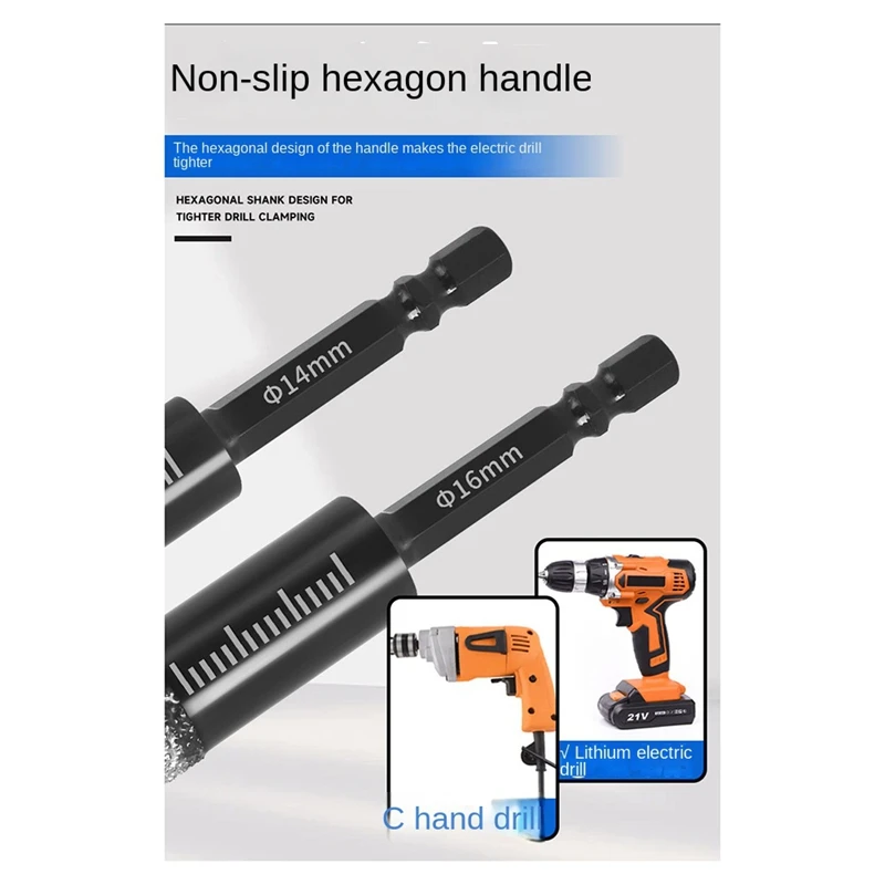 ABNO-10Pcs Hexagonal Shank Brazed Dry Ceramic Tile Diamond Drill Bit 5-16Mm Hole Saw Marble Porcelain Cup Saw Hole Opener