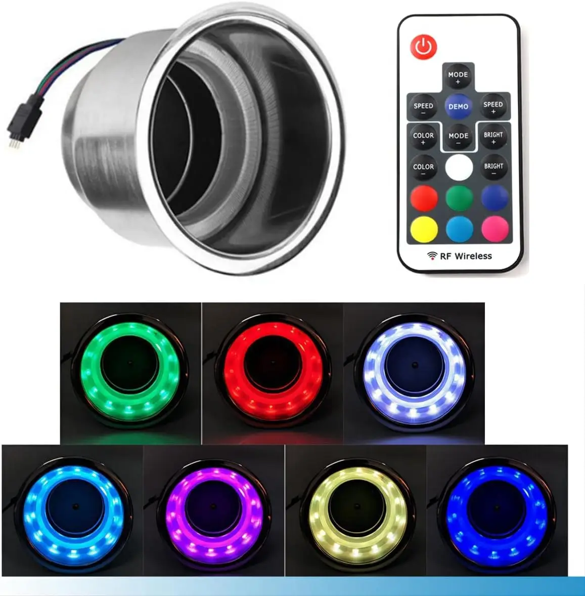 

Держатель для стаканов с RGB LED подсветкой, из нержавеющей стали, с дренажем, для морских судов, автодомов и кемперов