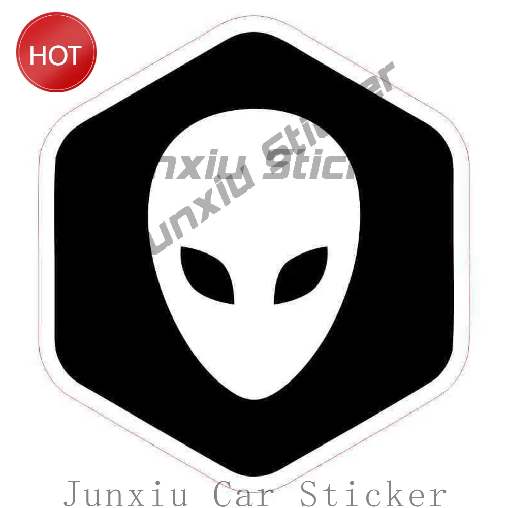 Black Alien Hexagon Outline Decorative Vinyl Sticker For Car Window And Suitcase Alien Artwork And Sci Fi Decoration Decal
