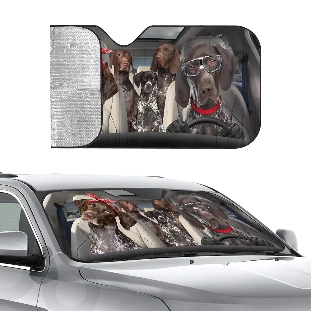 

Немецкий короткошерстный указатель для собаки, автомобильный солнцезащитный козырек, алюминиевая пленка, солнцезащитные козырьки на лобовое стекло, блоки, УФ-лучи, автомобильный солнцезащитный козырек