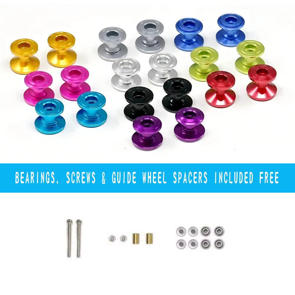 2Pcs 12-13mm Double Guide Roller 95423 Lightweight Aluminum Alloy Rolling Wheels for Tamiya Mini 4WD Car Chassis Upgrade Parts