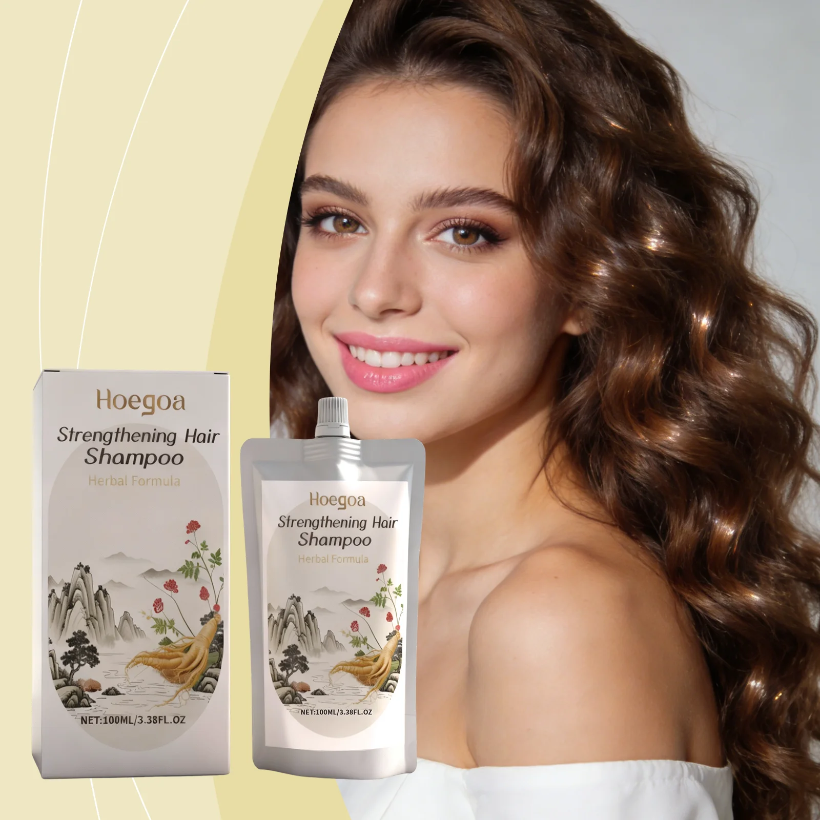 

Травяной шампунь 100 мл, увлажняет и разглаживает вьющиеся волосы, придает блеск, приятный аромат, ежедневный уход за волосами для мягких и послушных волос