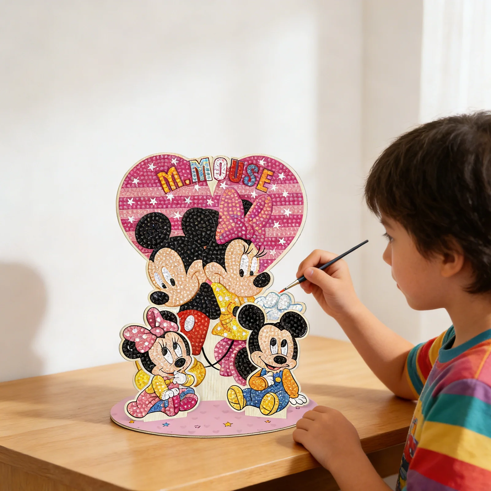 

Cartoon Blue Alien & Mouse DIY Diamond Painting Kit, 3D Stand-Up Decor, Tropical Art Craft for Desktop & Kids Room Decoration