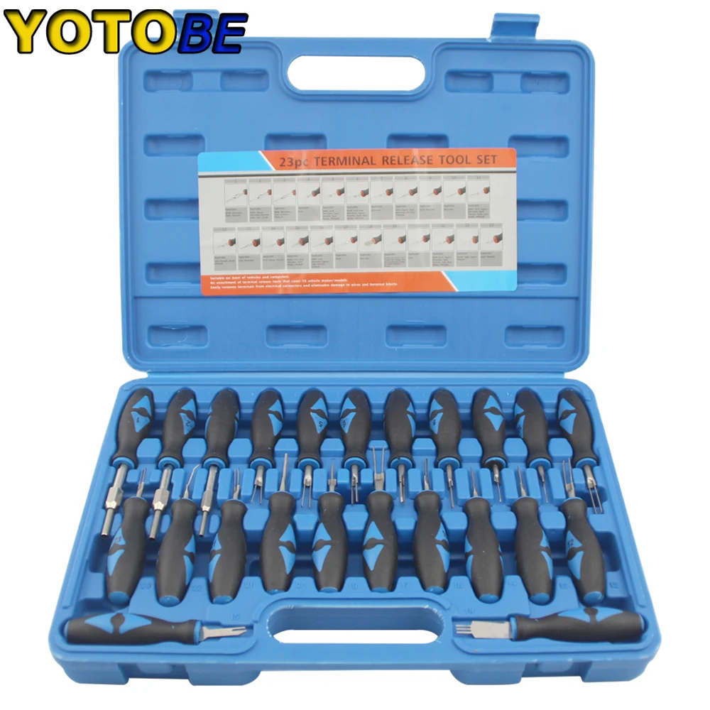 23Pcs/Set Universal Automotive Terminal Release Removal Remover Tool Kit Car Electrical Wiring Crimp Connector Pin Extractor Kit