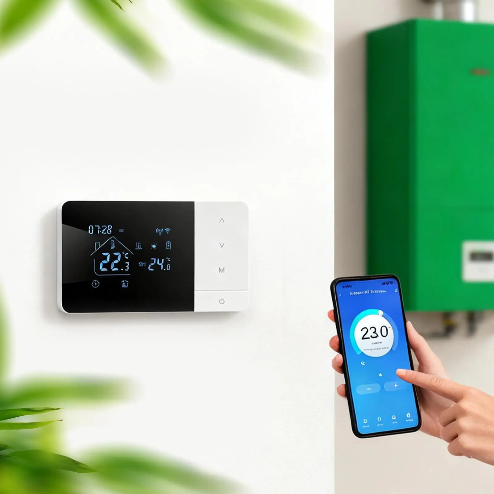 ترموستات لتطبيق المنزل والتحكم الصوتي واي فاي وحدة تحكم في درجة الحرارة مع شاشة تعمل باللمس للمنزل RV فندق غرفة المعيشة الداخلية #2