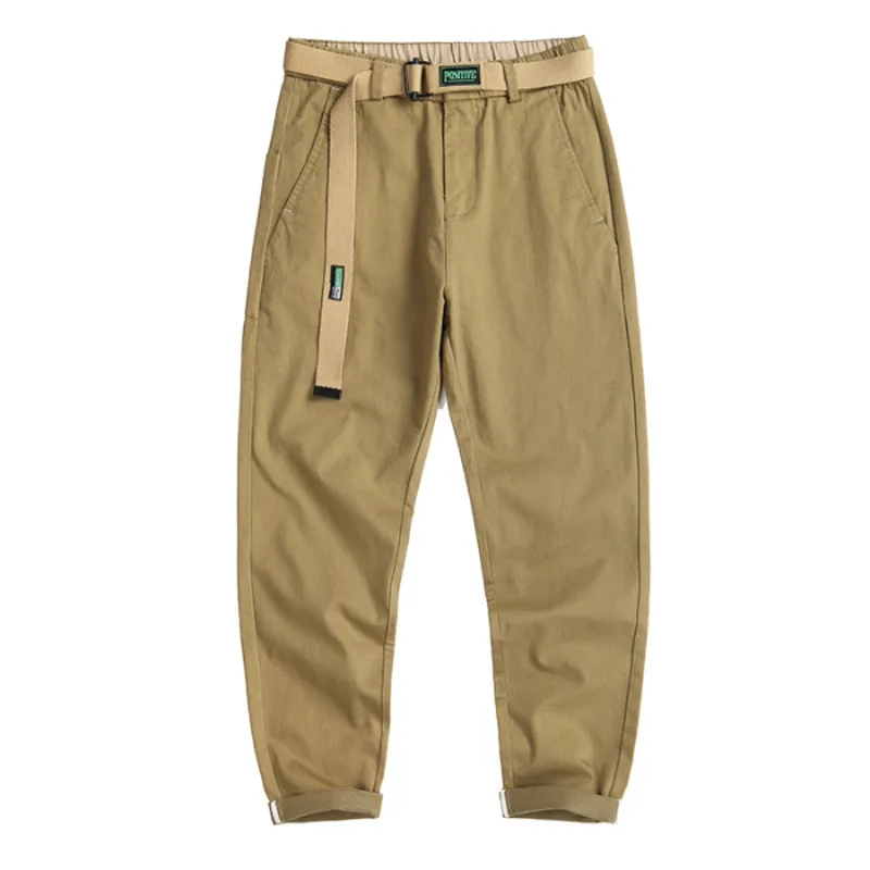 Men's Cargo Pants Autumn Relaxed Fit Straight Leg Solid Color Belt Loop Details Utility Workwear Casual Versatile Staple Pants