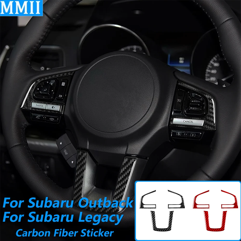 

For Subaru Outback Legacy 2015-2017 Carbon Fiber Steering Wheel Button Chin Frame Panel Cover Car Accessories Decoration Sticker