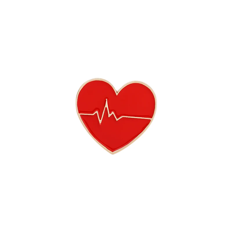 Red Heart Stethoscope Brooch Doctor Nurse Enamel Pins Electrocardiogram Collar Lapel Pin Unisex Medical Jewelry Gift Wholesale image 6