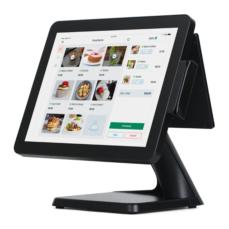 

In stock NEW ARRIVAL Electronic Cash Register Dual Screen 10 Points Capacitive Touch Screen All in One POS System