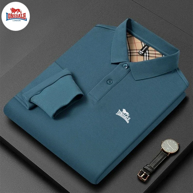 Spring and Autumn Men's High Quality Embroidered Cotton Long Sleeve Polo Shirt New Luxury Fashion Leisure Multi Functional Top