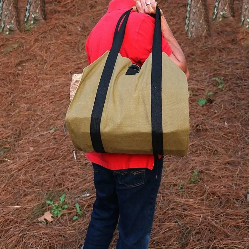 حقيبة حطب قوية قابلة للطي بسعة كبيرة مع مقابض وحامل خشب للمدفأة وحقيبة تخزين محمولة كبيرة الحجم #3