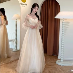 Bafftafe Long Puff Sleeve Korea Wedding Dresses Princess Photo Shoot Dress Corset Back Prom Party Dress Evening Gowns Customized